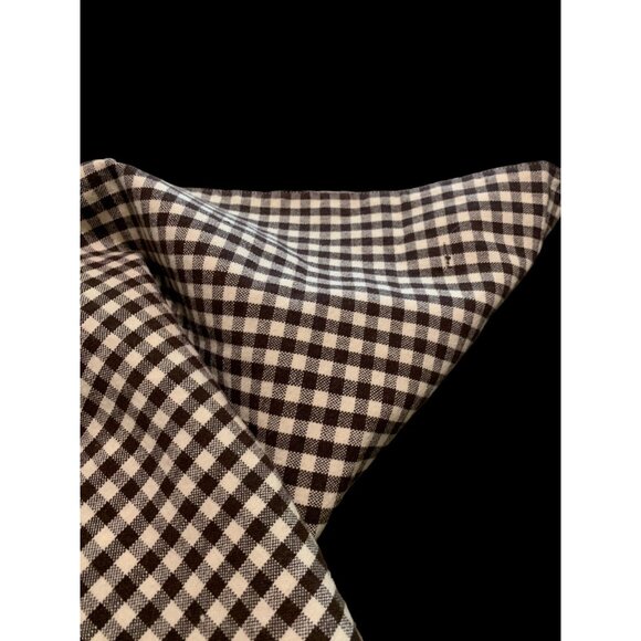Embroidered Cotton Linen Blend Table Runner 'Ponderosa' Brown Gingham 2 Sided - Picture 5 of 8